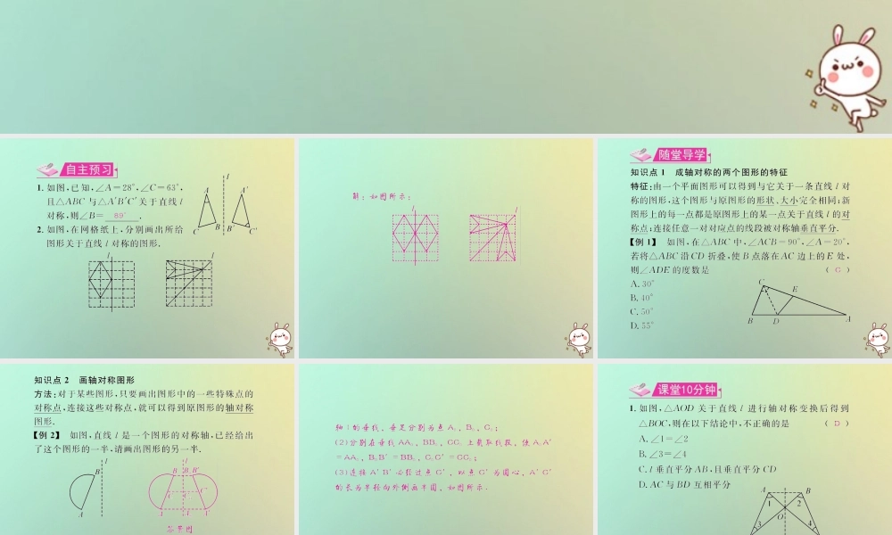 八年级数学上册 第十三章 轴对称 13.2 画轴对称图形 第1课时 画轴对称图形教学课件 (新版)新人教版 课件