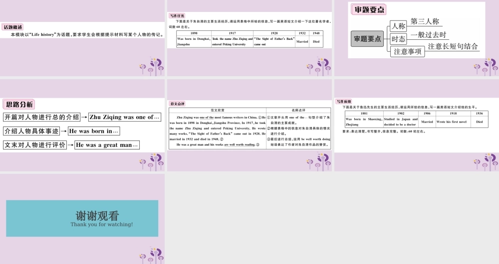 七年级英语下册 Module 9 Life history模块写作专项习题课件 (新版)外研版 课件