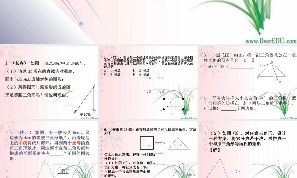 中考数学学生动手实验类型题集锦复习课件