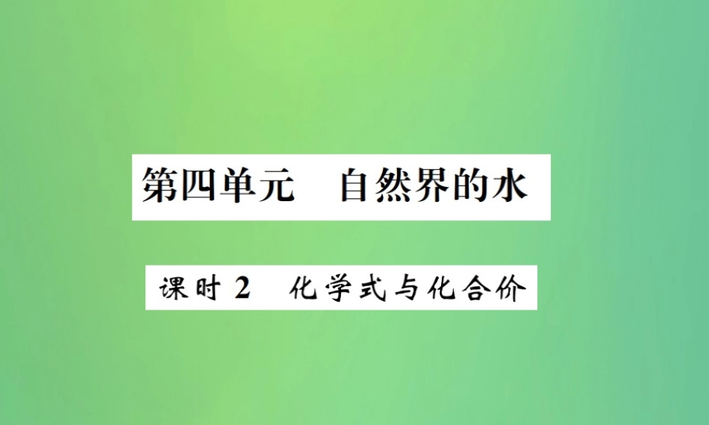 中考化学总复习 教材考点梳理 第4单元 自然界中的水第2课时化学式与化合价课件