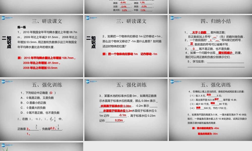 广东省怀集县七年级数学上册 1.1 正数和负数课件1 (新版)新人教版 课件
