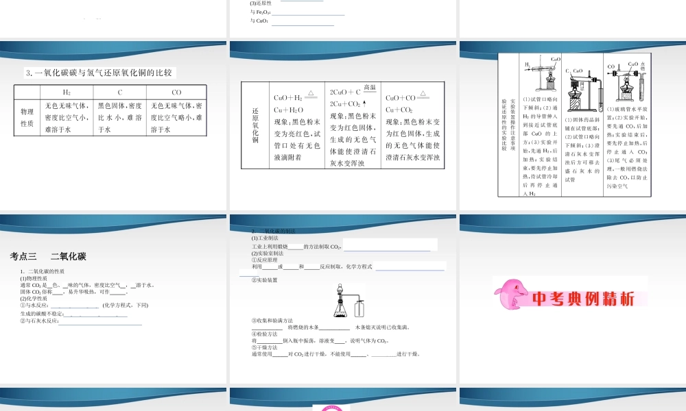 中考化学 专题2 碳和碳的氧化物复习课件