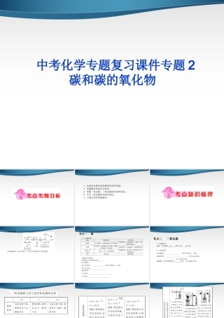 中考化学 专题2 碳和碳的氧化物复习课件