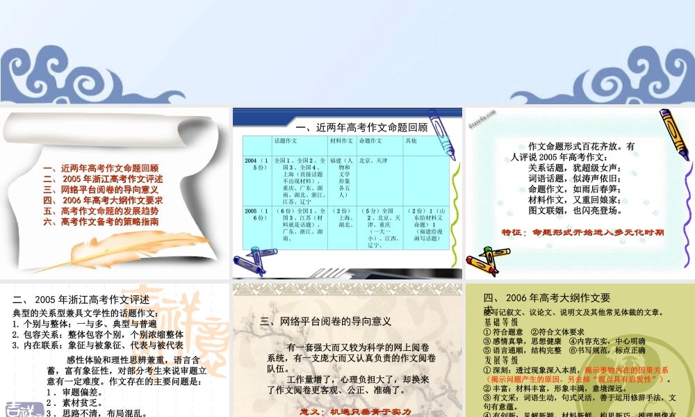 人教版高三语文高考作文备考提要 课件