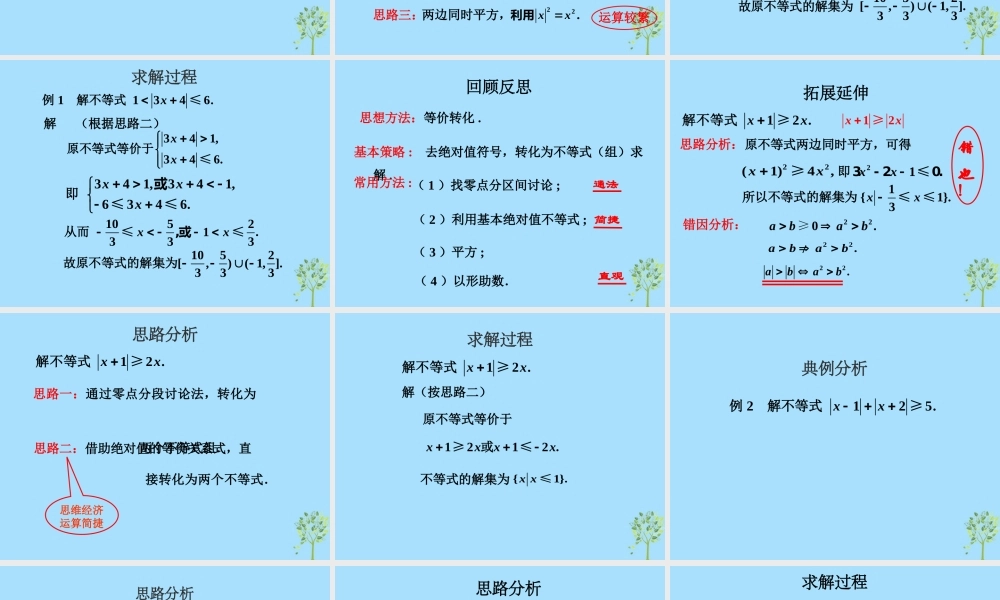 山西省忻州市高考数学 专题 含有绝对值的不等式1复习课件