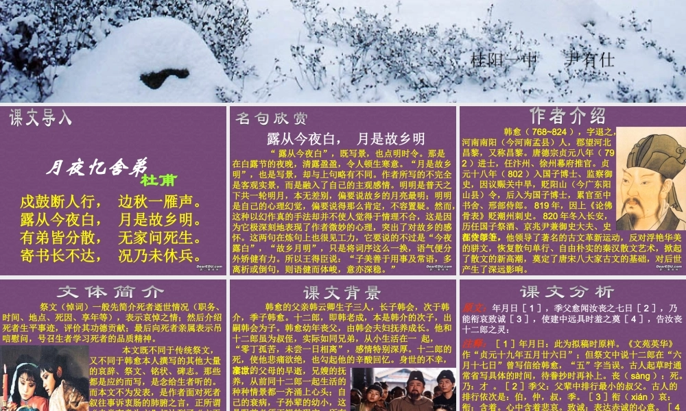 人教版高二语文下学期第五单元 祭十二郎文 课件