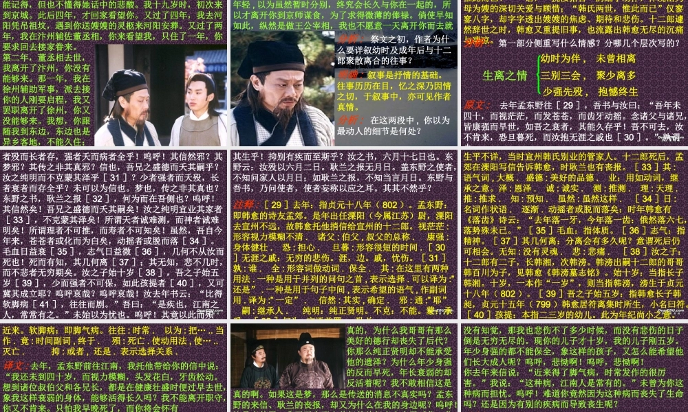 人教版高二语文下学期第五单元 祭十二郎文 课件