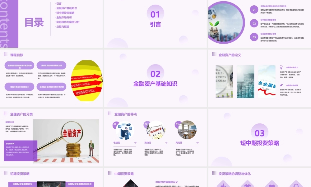 金融资产之短中期投资教学课件