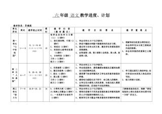六年级语文上册计划进度表