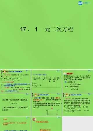 八年级数学下册(17.1一元二次方程)课件4 (新版)沪科版 课件