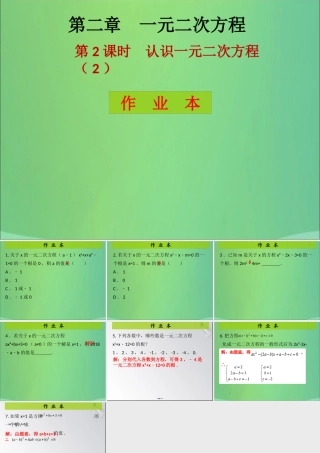 九年级数学上册 第2章 一元二次方程 第2课时 认识一元二次方程(课后作业)习题课件 (新版)北师大版 课件