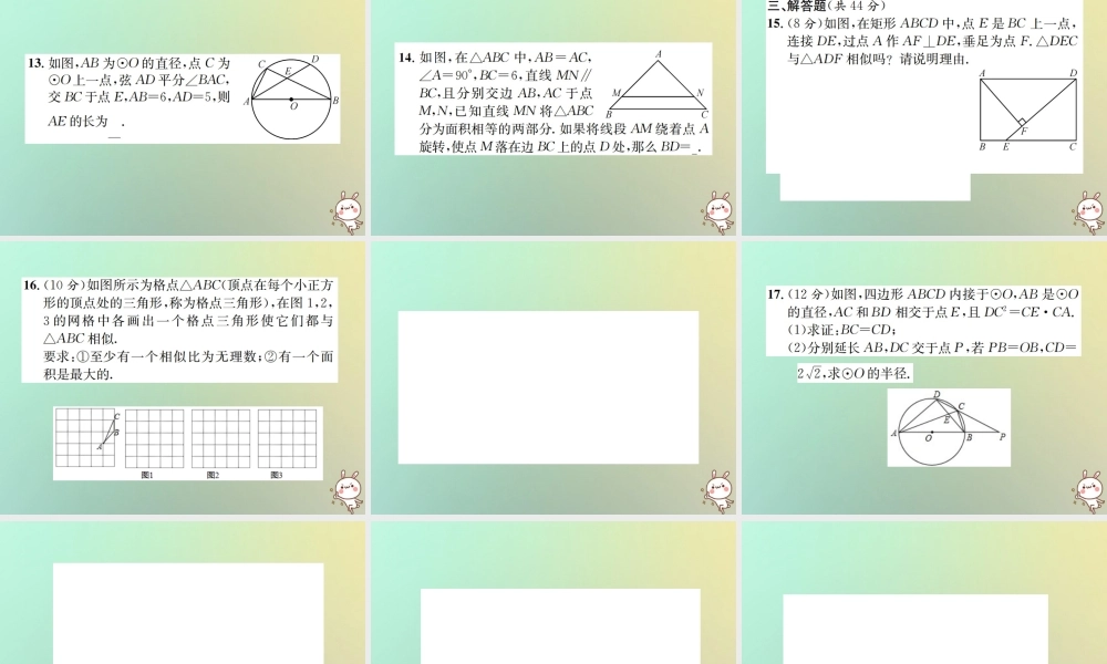 九年级数学下册 第二十七章 相似单元测试(二)(B卷)习题课件 (新版)新人教版 课件