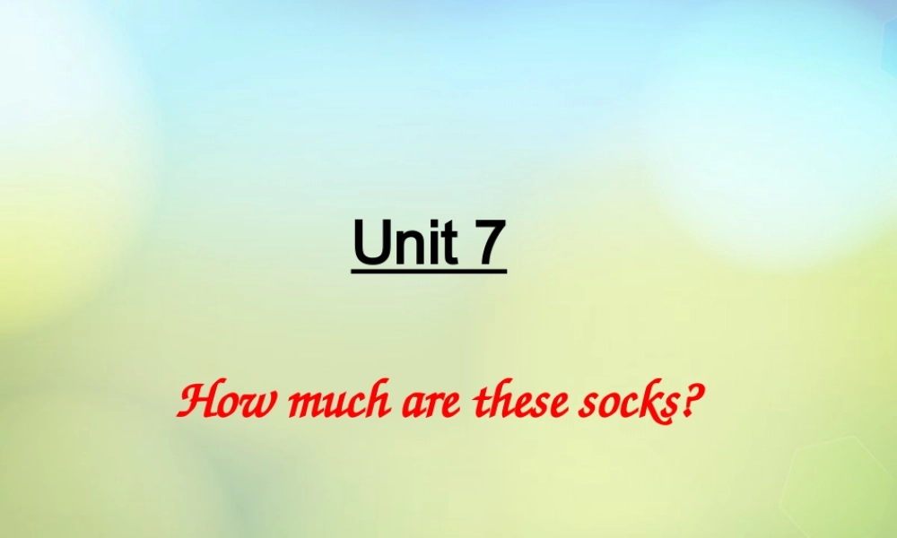 七年级英语上册 Unit 7 How much are these socks课件2 (新版)人教新目标版 课件