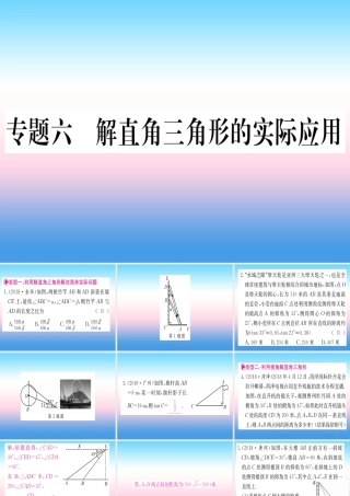 九年级数学下册 第28章 锐角三角函数 专题6 解直角三角形的实际应用课堂导练课件(含中考真题)(新版)新人教版 课件