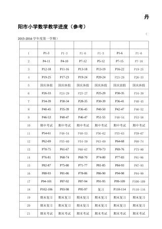 丹阳市小学数学教学进度