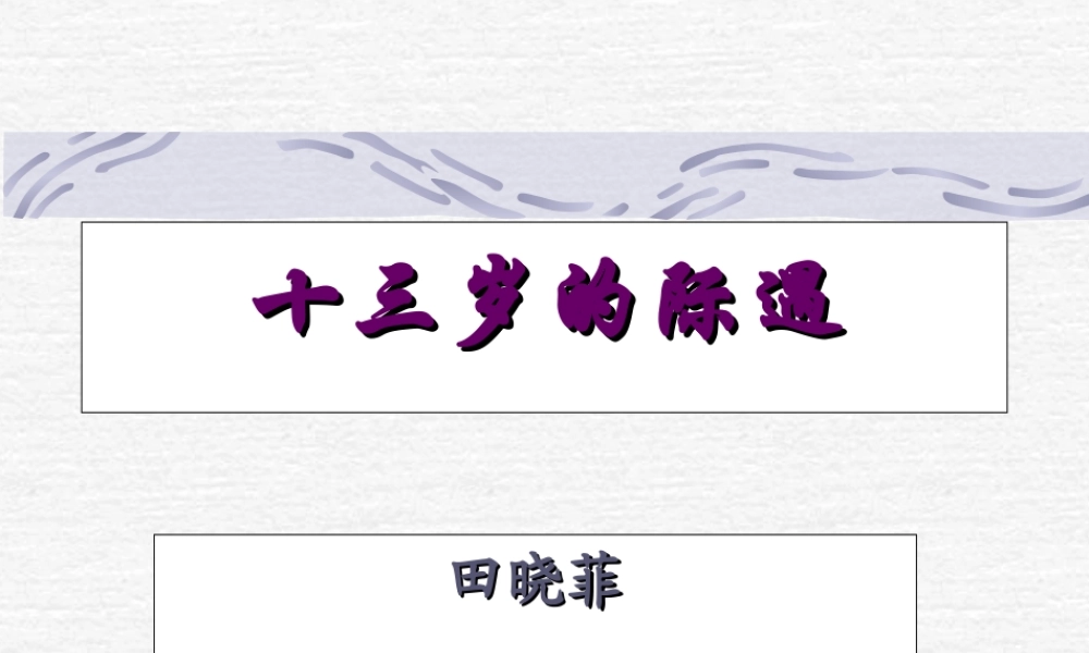 七年级语文十三岁的际遇课件1 苏教版 课件