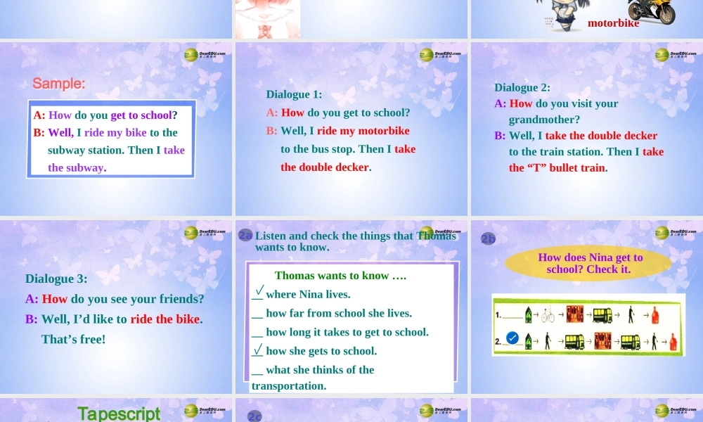 八年级英语上册(Unit 4 How do you get to school Section A-P3)课件 人教新目标版 课件