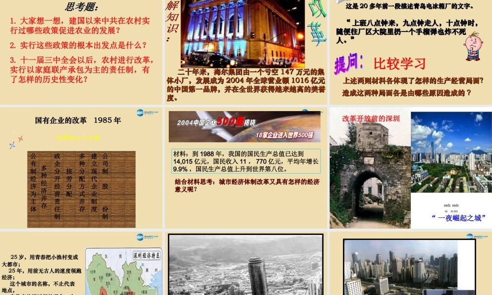 八年级历史下册 9 改革开放课件2 新人教版 课件