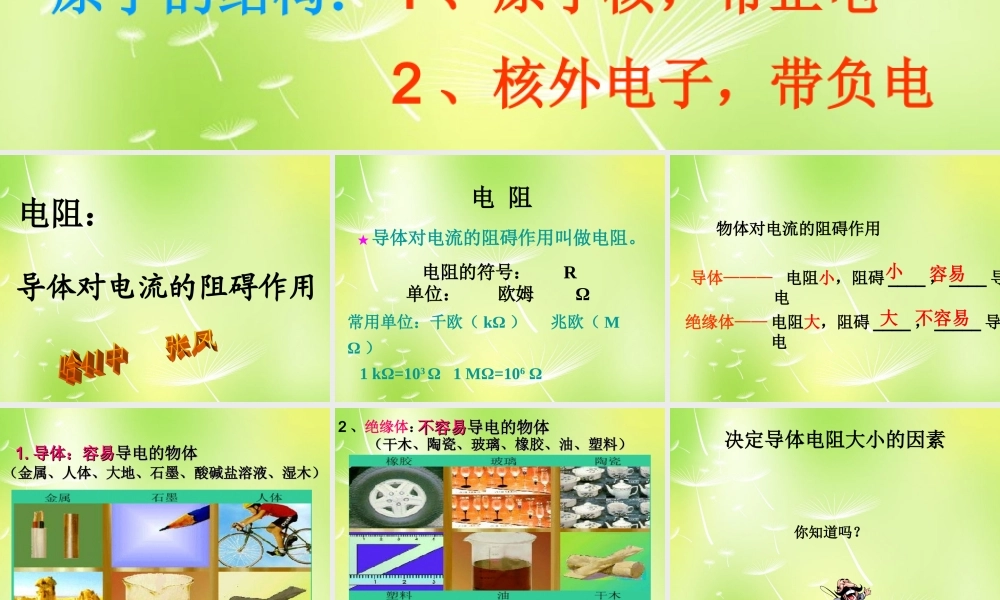 九年级物理上册 43 电阻 导体对电流的阻碍作用课件 (新版)教科版 课件