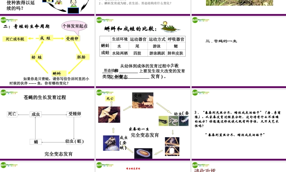 七年级科学下册 第三章第一节动物的生命周期课件 浙教版 课件