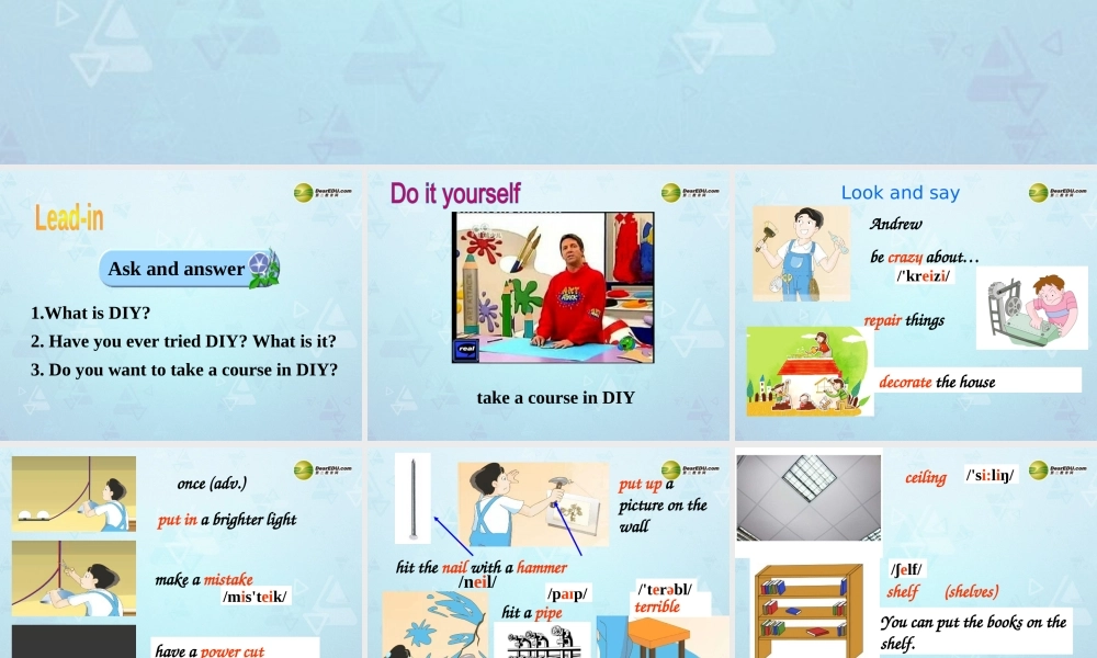 八年级英语上册 Unit 4 Do it yourself Reading 1课件 牛津版 教案