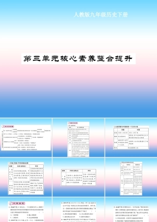 九年级历史下册 第3单元 第一次世界大战和战后初期的世界核心素养整合提升作业课件 新人教版 课件