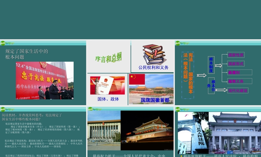 九年级政治 第七课  神圣的宪法二课件 人民版 课件