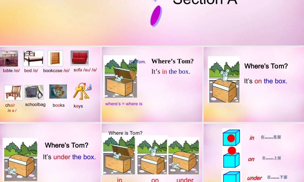 中学七年级英语上册 Unit 4 Where s my schoolbag section A课件 (新版)人教新目标版 课件