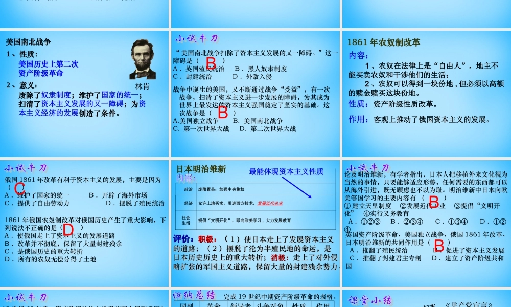 中考历史第一轮考点冲刺复习 九上 第六单元 无产阶九年级的斗争与资产阶级统治的加强课件 新人教版 课件