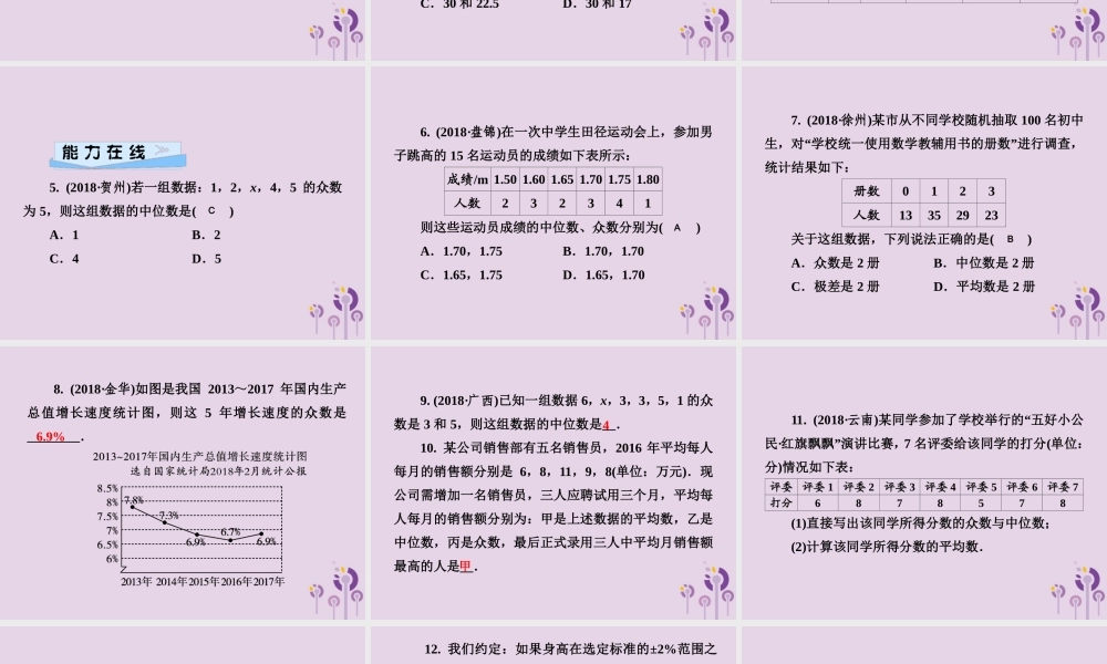 七年级数学下册 第6章(数据的分析)6.1 平均数、中位数、众数 6.1.3 众数习题课件 (新版)湘教版 课件
