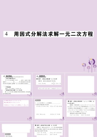 九年级数学上册 2(一元二次方程)4 用因式分解法求解一元二次方程习题课件 (新版)北师大版 课件