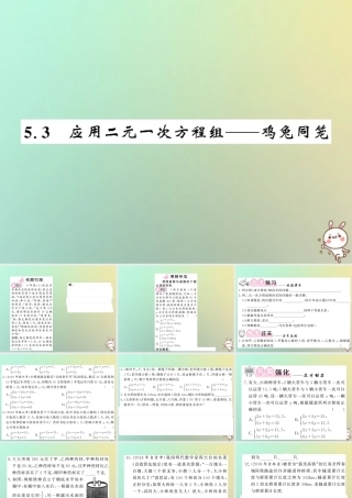 八年级数学上册 第五章 二元一次方程组 5.3 应用二元一次方程组—鸡免同笼习题课件 (新版)北师大版 课件