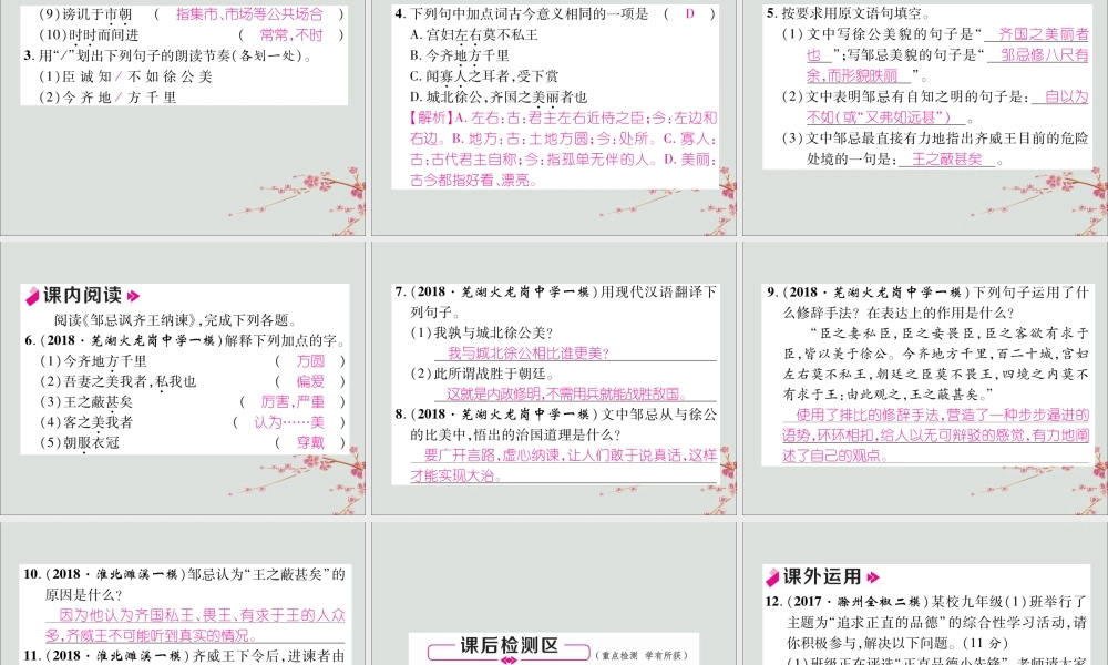 九年级语文下册 第六单元 21(邹忌讽齐王纳谏)精英课件 新人教版 课件