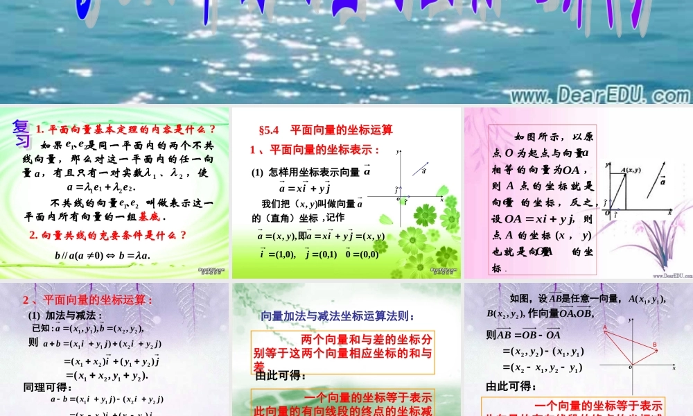 上学期北京市清华附中高一数学平面向量的坐标运算一 课件