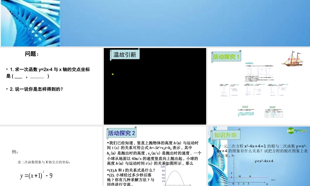 九年级数学下册 28(二次函数与一元二次方程)复习课件 北师大版 课件