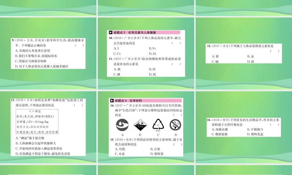 中考化学总复习 教材考点梳理 第12单元 化学与生活课件