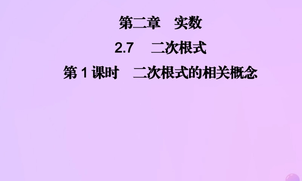 八年级数学上册 第二章 实数 2.7 二次根式 第1课时 二次根式的相关概念习题课件 (新版)北师大版 课件