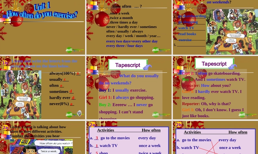 八年级英语下册 Unit 1 How often do you exercise课件 人教新目标  课件