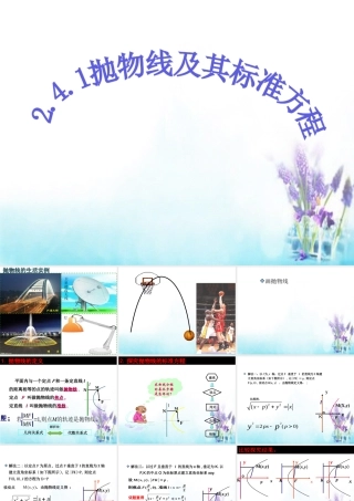 数学 2.4.1抛物线及其标准方程课件 新人教A版选修2 1 课件