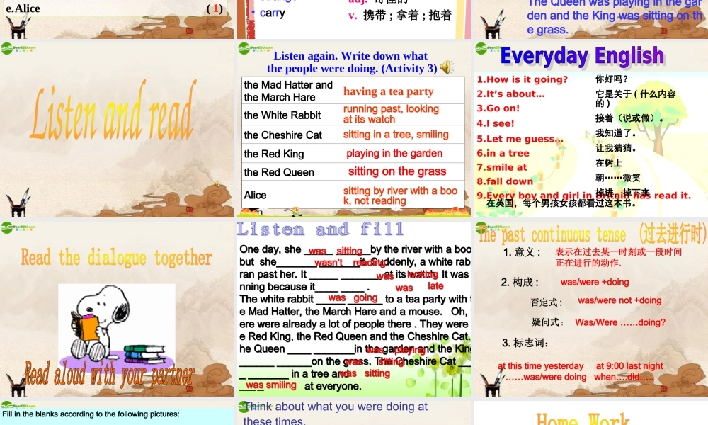 八年级英语上册 M6u1She was sitting by the river课件 外研版 课件