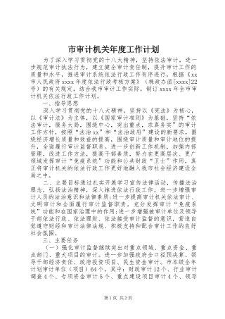 市审计机关年度工作计划