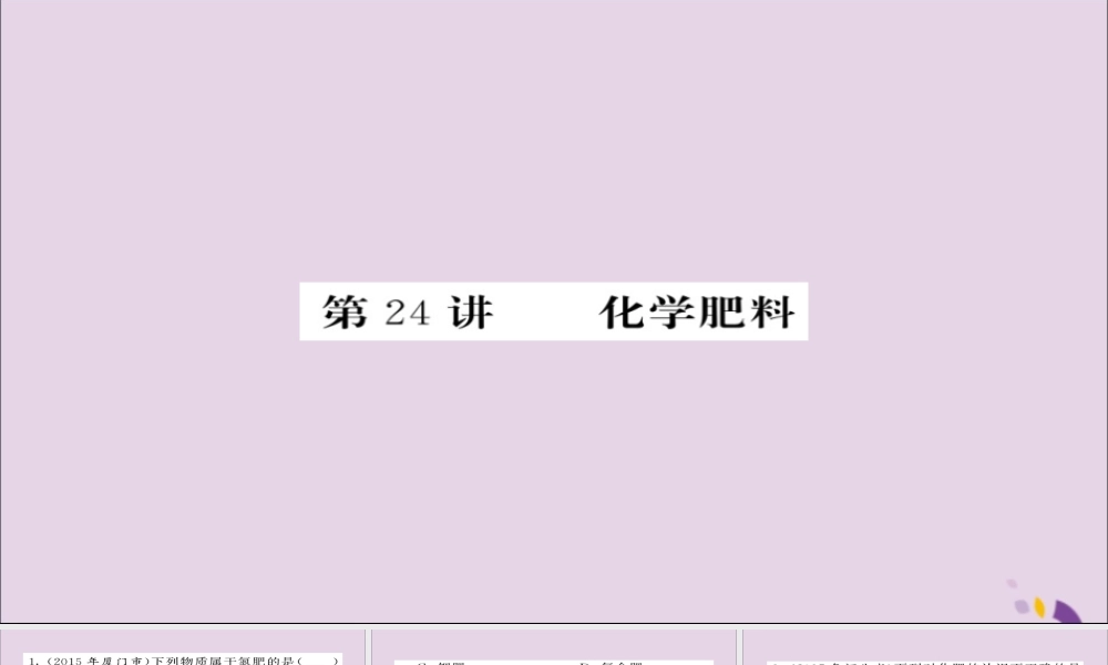 中考化学总复习 第一轮复习 系统梳理 夯基固本 第24讲 化学肥料练习课件
