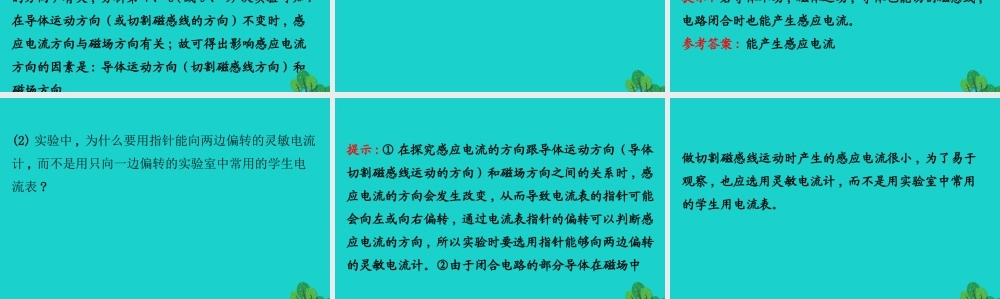 九年级物理全册 182科学探究：怎样产生感应电流习题课件 (新版)沪科版 课件
