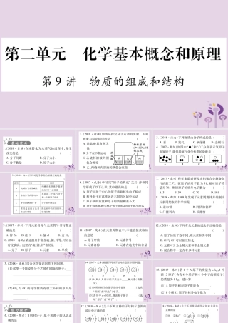 中考化学复习 第一部分 基础知识 第二单元 化学基本概念和原理 第9讲 物质的组成和结构(精练)课件