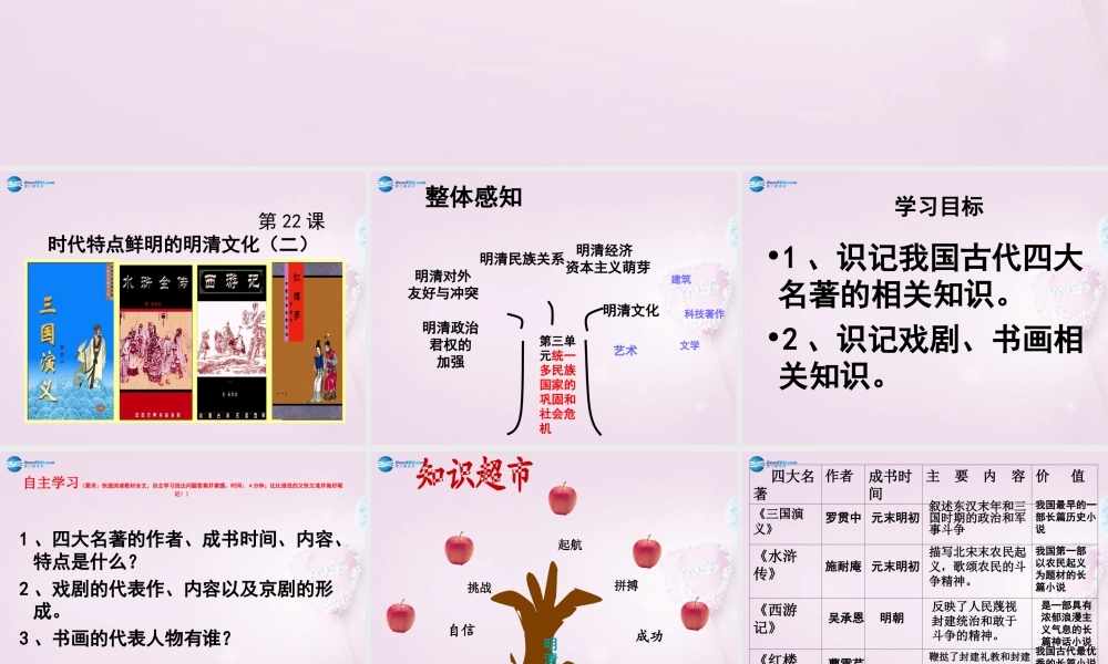 中学七年级历史下册 第22课(时代特点鲜明的明清文化(二))课件 新人教版 课件