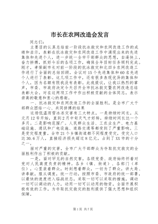 市长在农网改造会发言