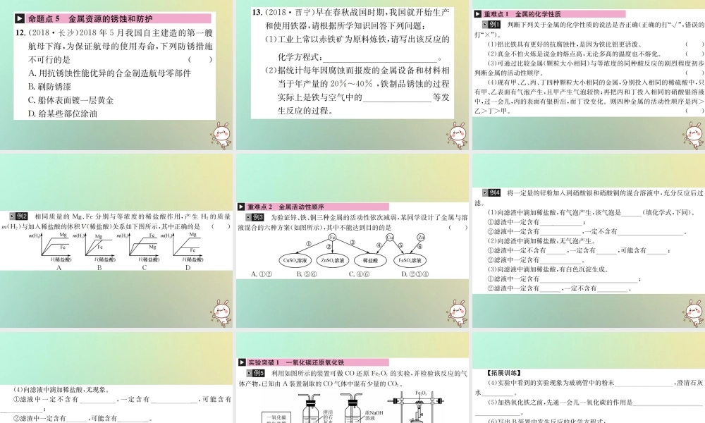 中考化学复习 主题一 身边的化学物质 第5讲 金属和金属矿物课件