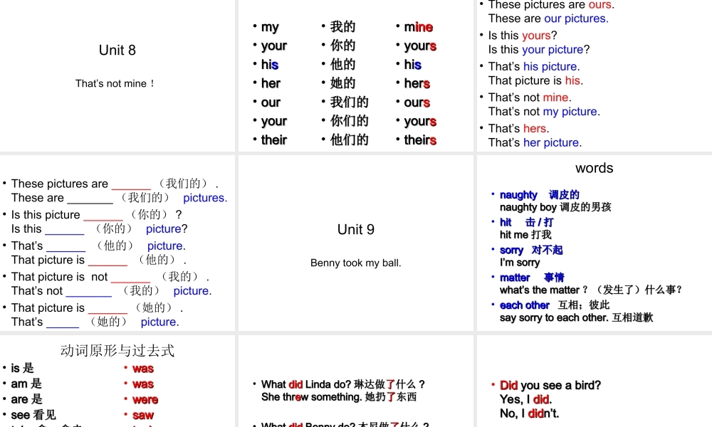 湘少版五年级英语下册总复习课件