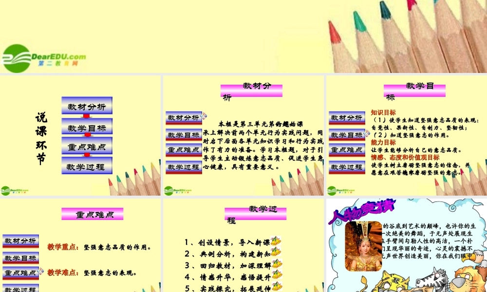 八年级政治下册 磨砺坚强意志课件 北师大版 课件