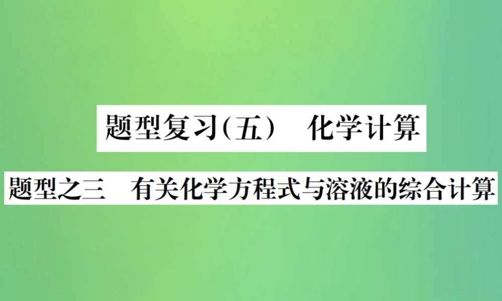 中考化学总复习 中考6大题型轻松搞定 题型复习(五)题型之三 有关化学方程式与溶液的综合计算课件